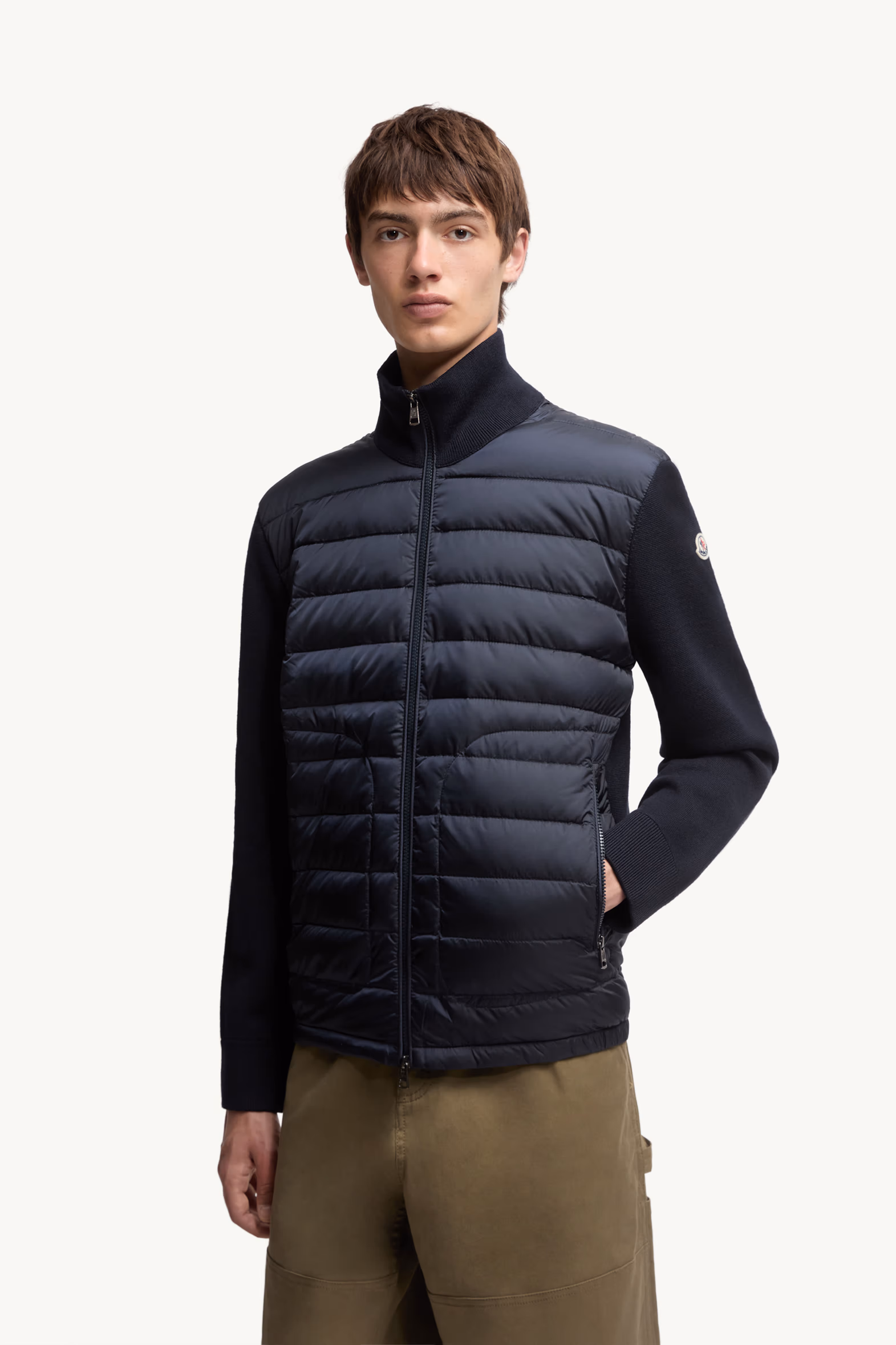 Padded Zip-Up Cardigan Men Navy Blue Moncler 3